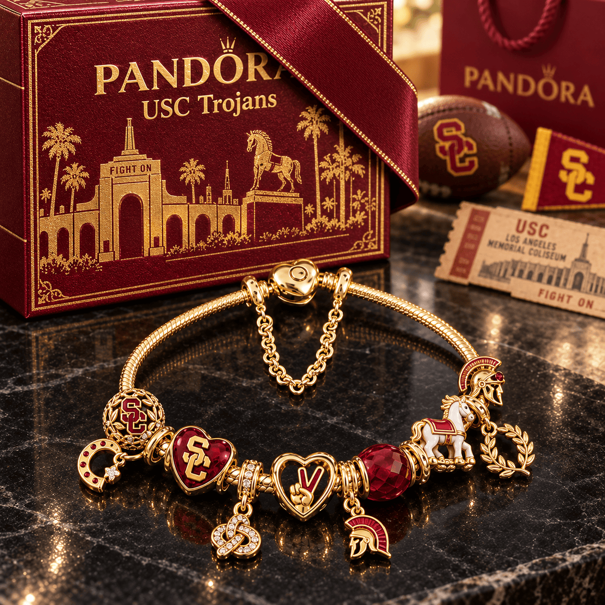 USC Gold Charm Bracelet Set PTKL