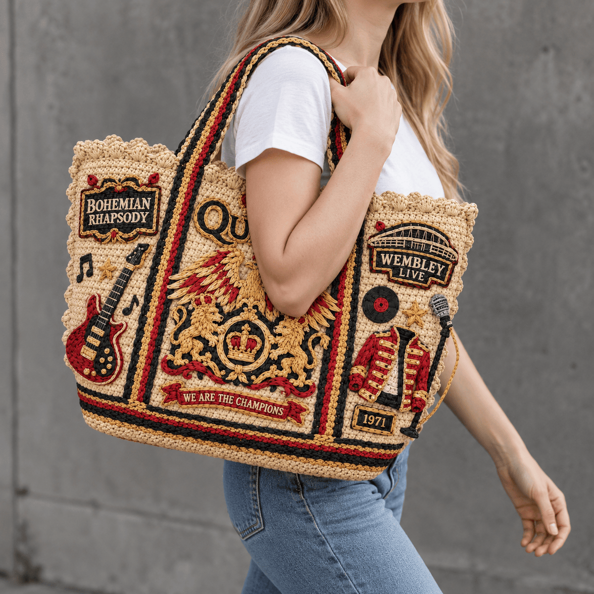 QNN Straw-Style Embellished Tote Bag DNBN