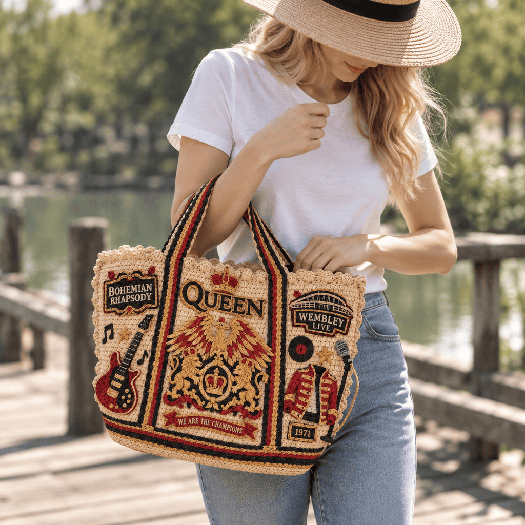 QNN Straw-Style Embellished Tote Bag DNBN
