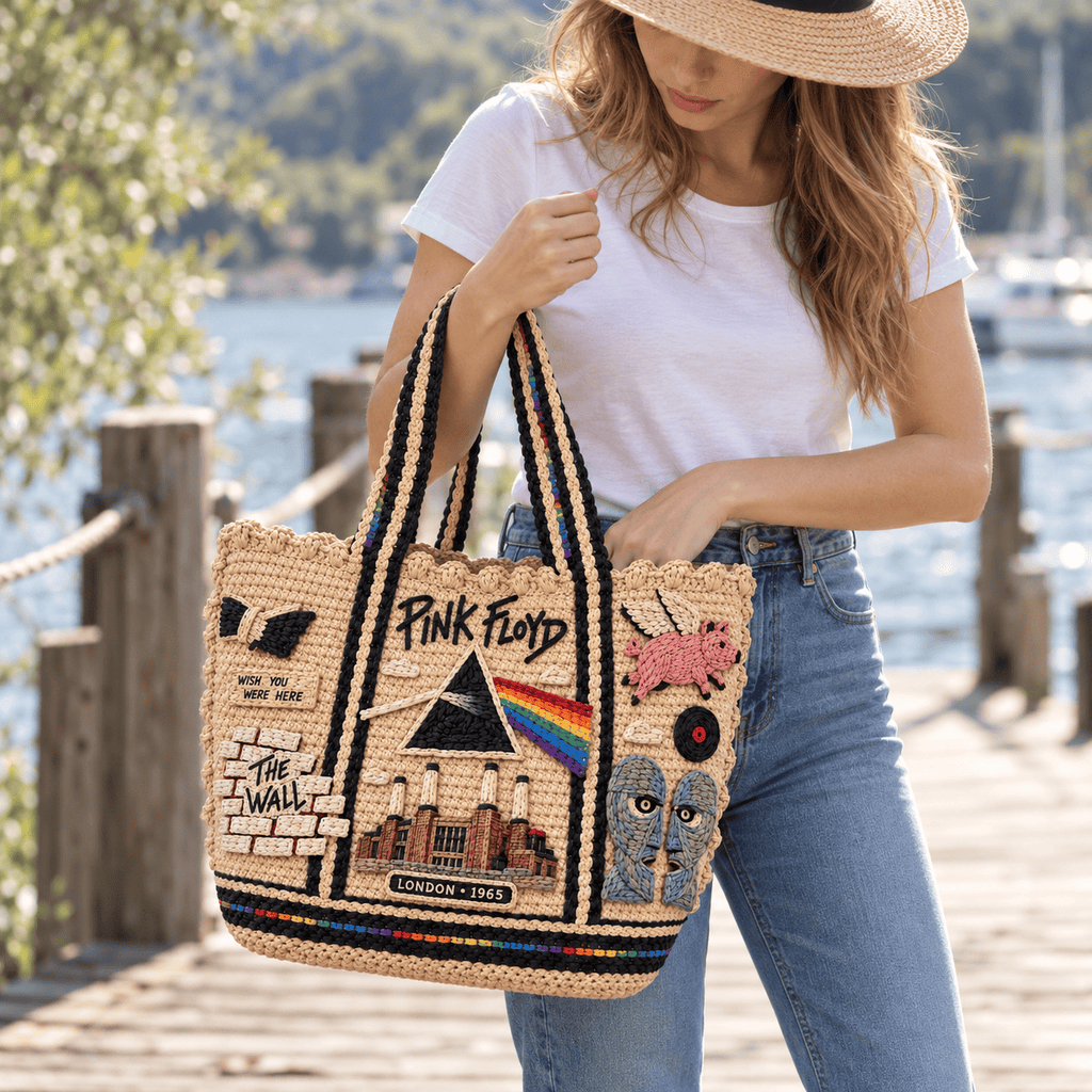 PKFL Straw-Style Embellished Tote Bag DNBN