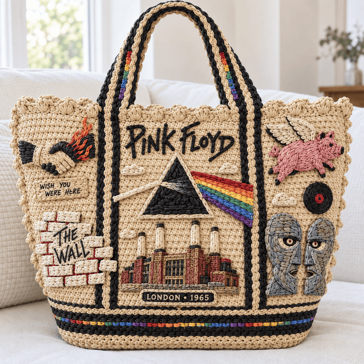 PKFL Straw-Style Embellished Tote Bag DNBN
