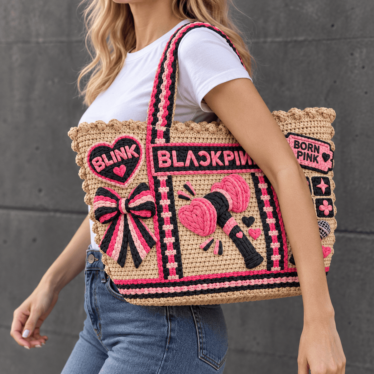 BLPK Straw-Style Embellished Tote Bag NTKO