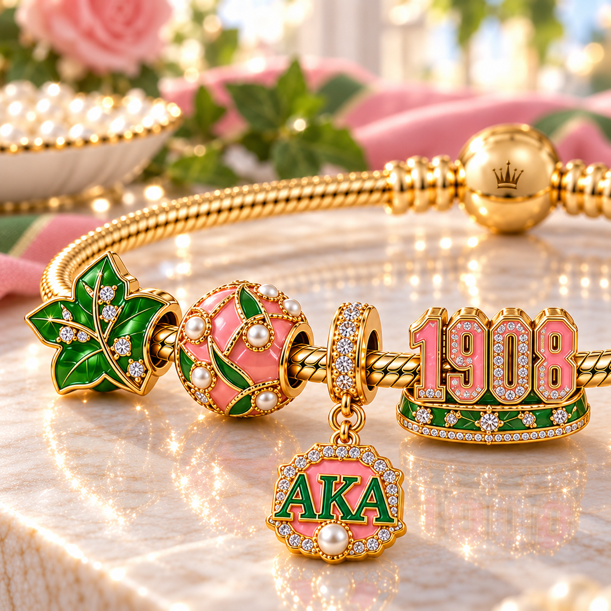 AKA Gold Charm Bracelet Set NHVH