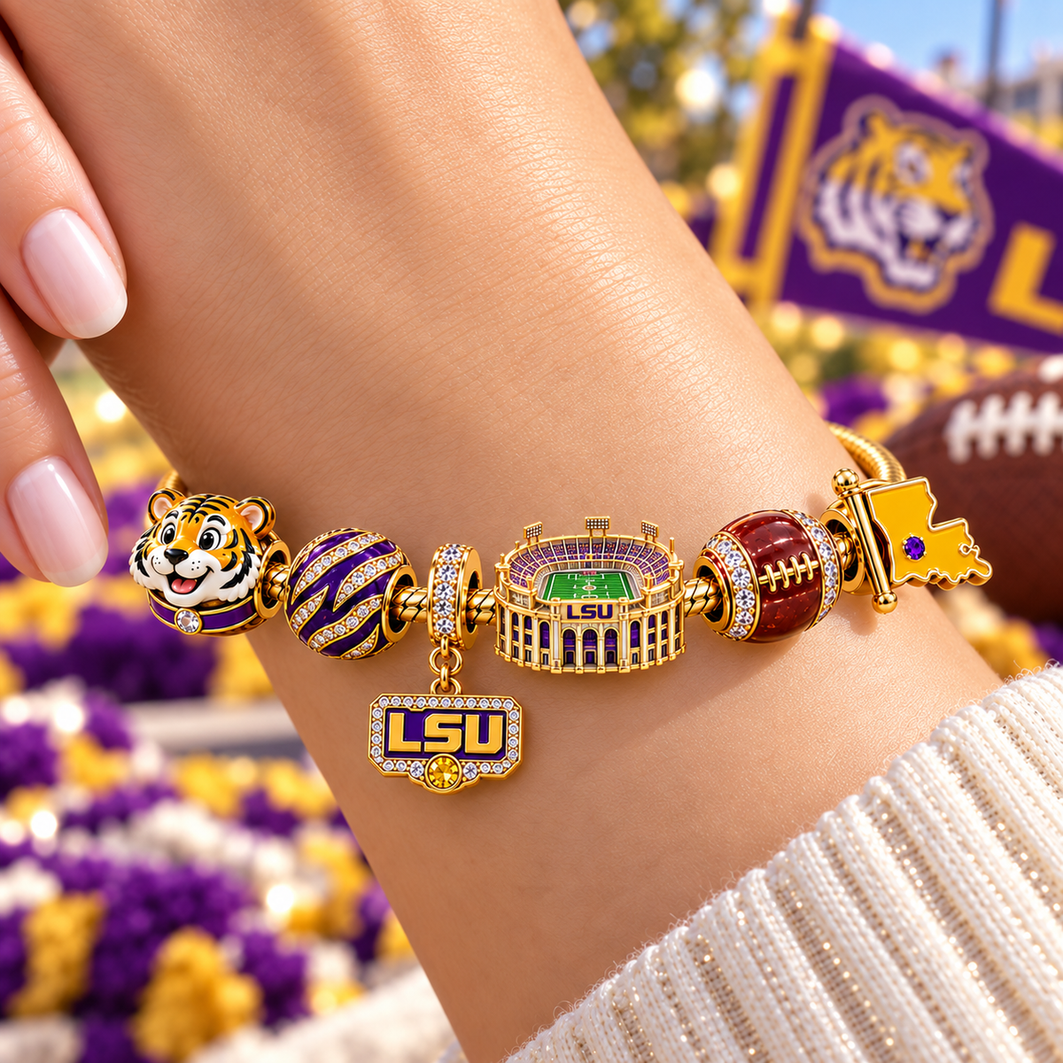 LSUT Gold Charm Bracelet Set NHVH