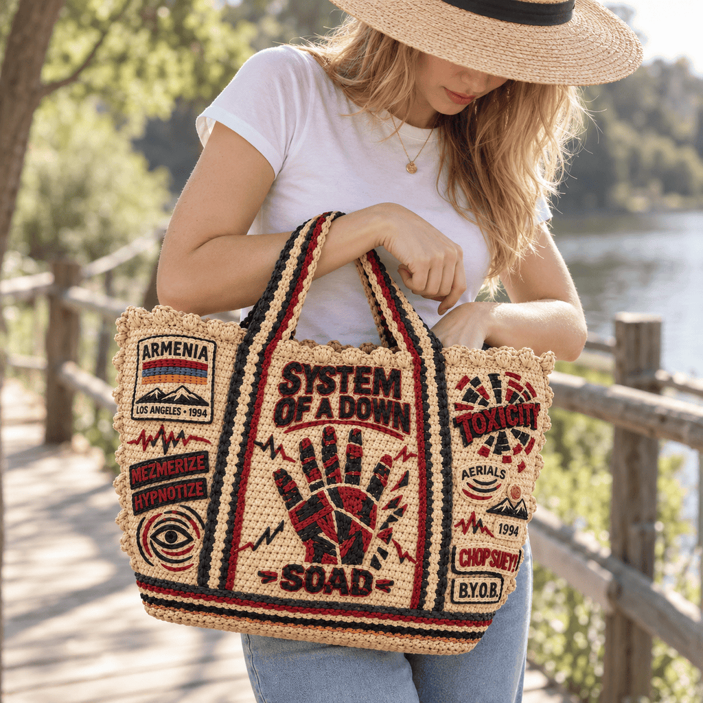 STD Straw-Style Embellished Tote Bag DNBN