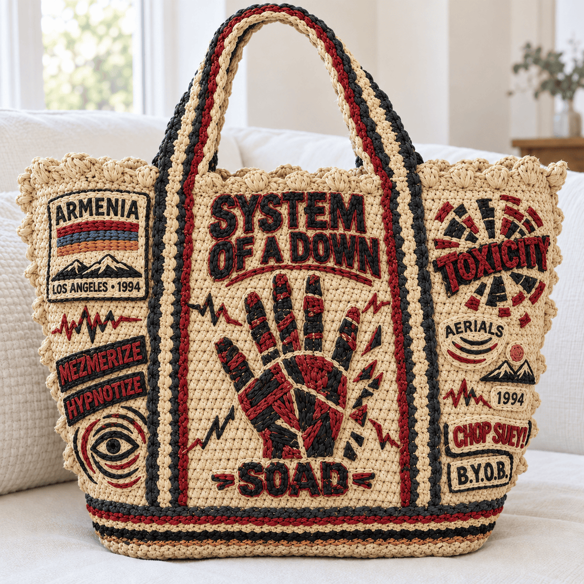STD Straw-Style Embellished Tote Bag DNBN