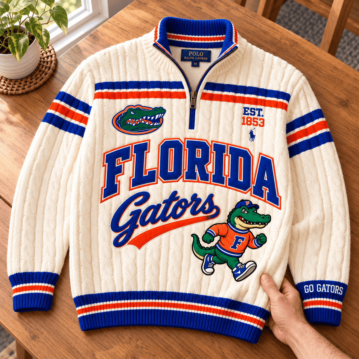 FGT PREMIUM Varsity Cable-Knit Quarter-Zip Sweater NHVH
