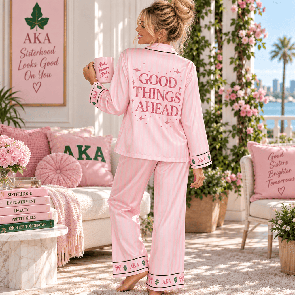 AKA Women’s Premium Signature Satin Pajama Set NTNA