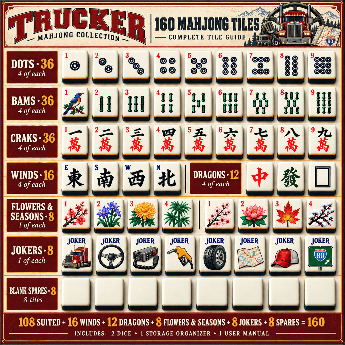 Premium TRUCK Mahjong Tiles Set TTMH